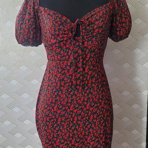 Cute edgy mini dress with red roses